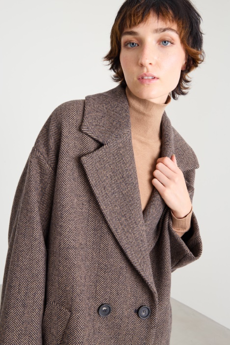 Caban in chevron di lana