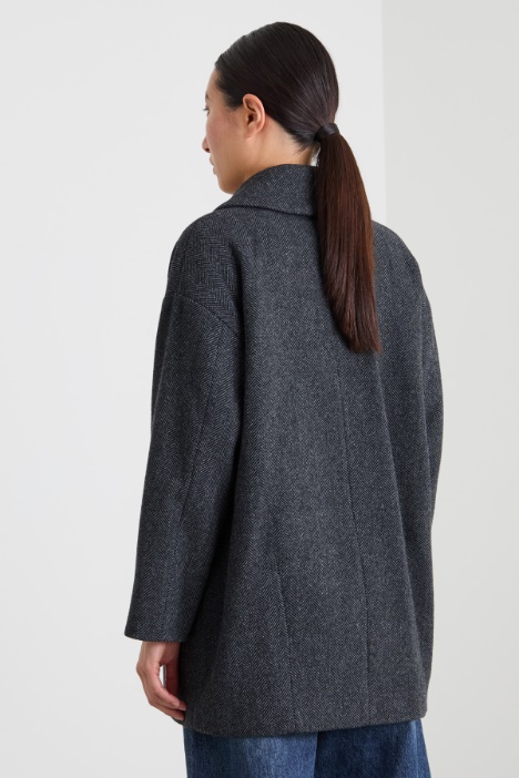 Caban in chevron di lana