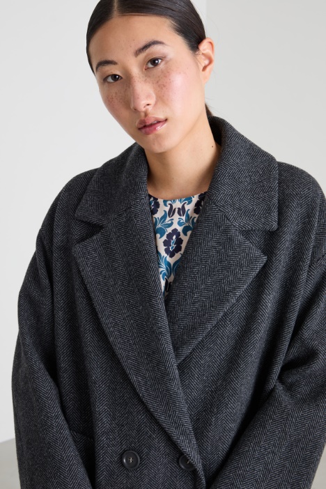 Caban in chevron di lana