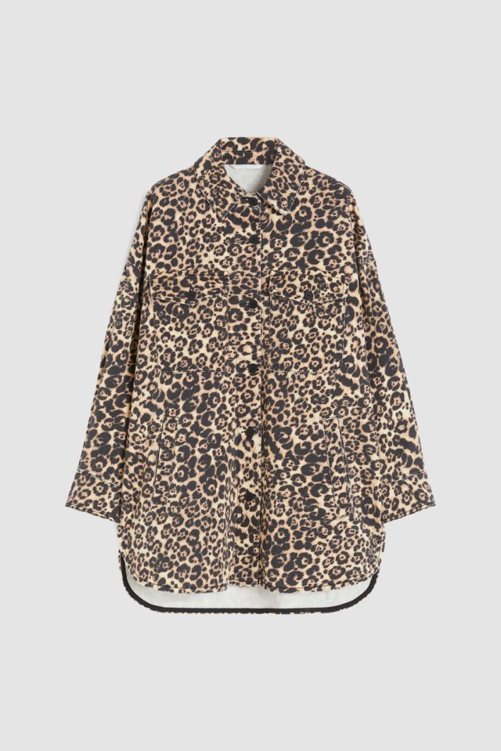 Single-breasted animal print trench coat Intrend - 5