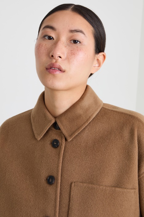 Caban monopetto in doppio di lana