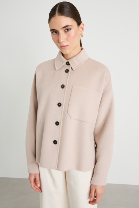 Caban monopetto in doppio di lana