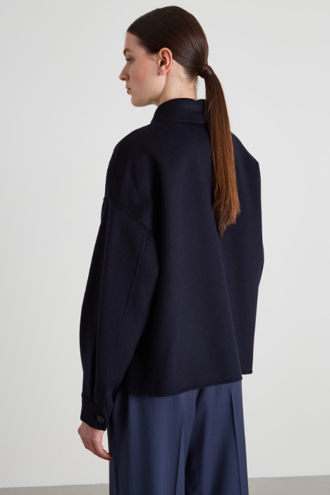 Caban monopetto in doppio di lana