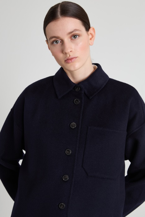 Caban monopetto in doppio di lana