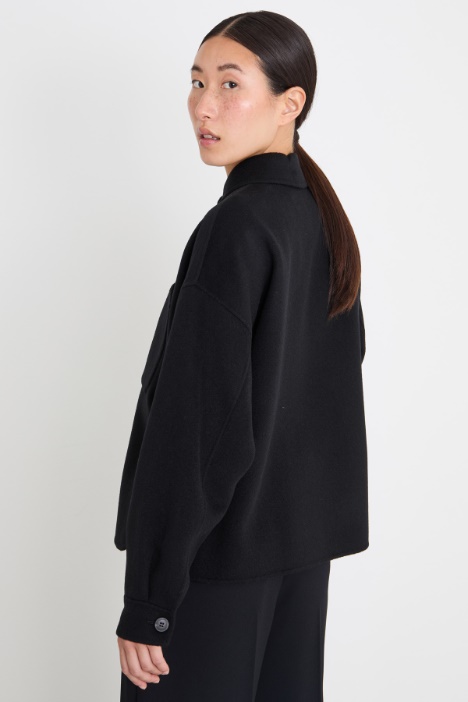 Caban monopetto in doppio di lana