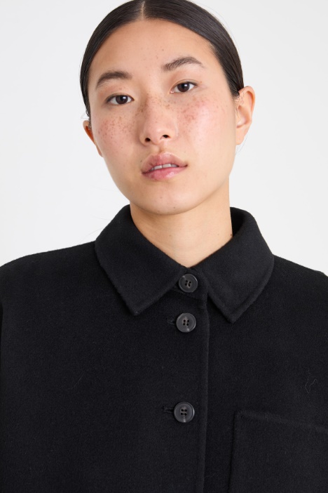 Caban monopetto in doppio di lana