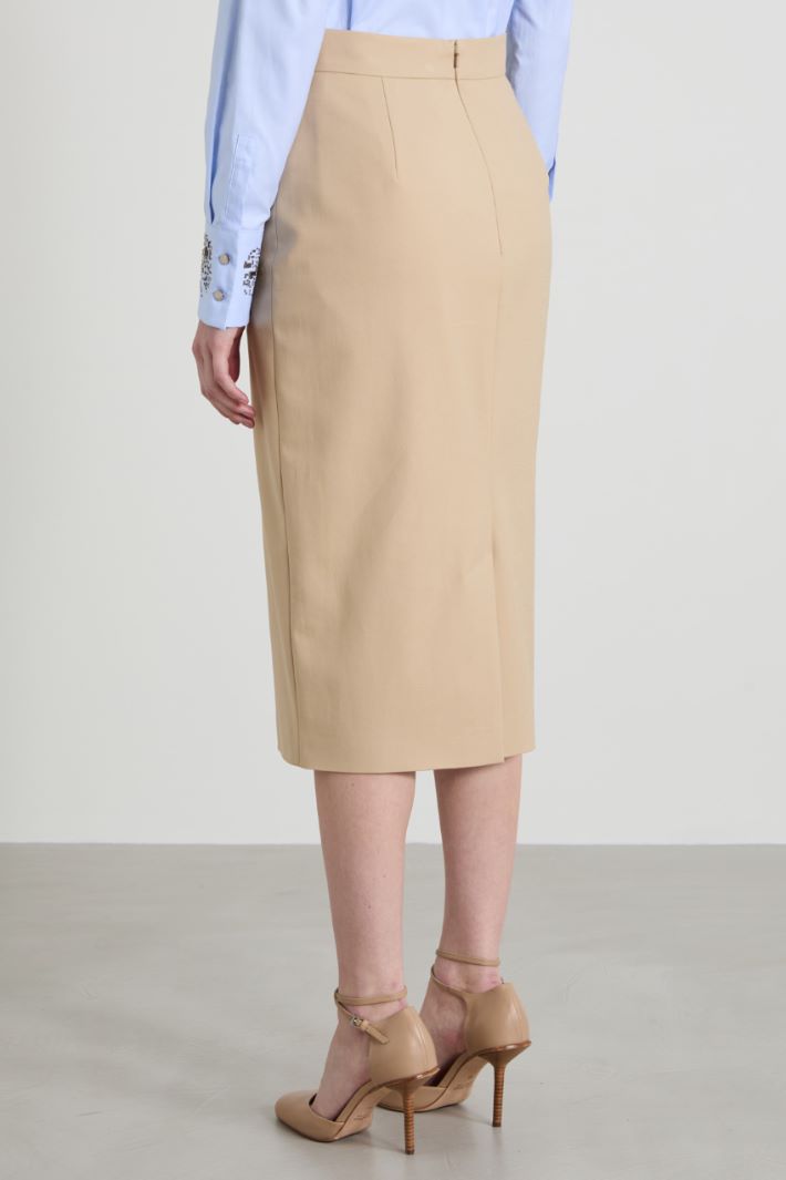Cotton canvas midi skirt Intrend - 3