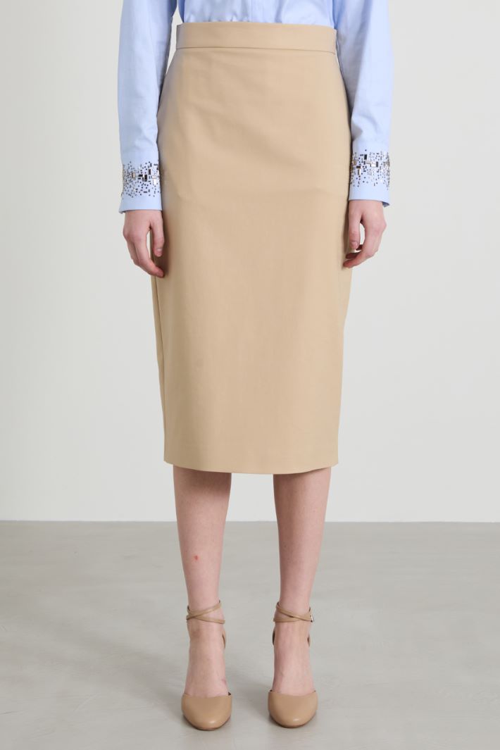 Cotton canvas midi skirt Intrend - 2
