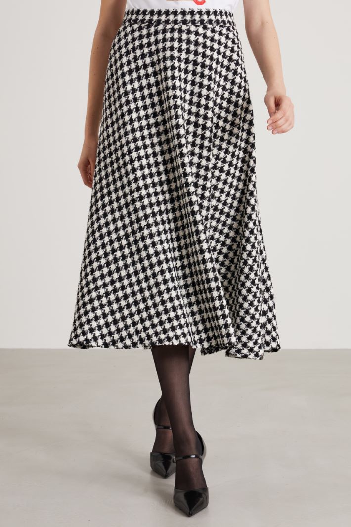 Basketweave houndstooth fabric midi skirt Intrend - 2