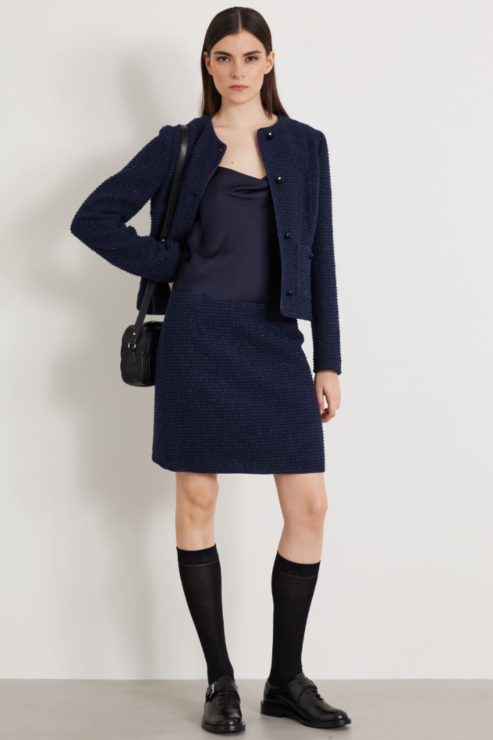 Basketweave lamé mini skirt Intrend