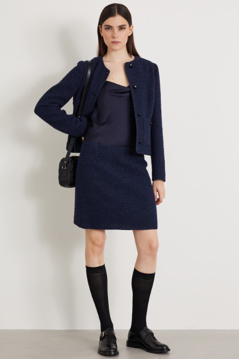 Basketweave lamé mini skirt Intrend