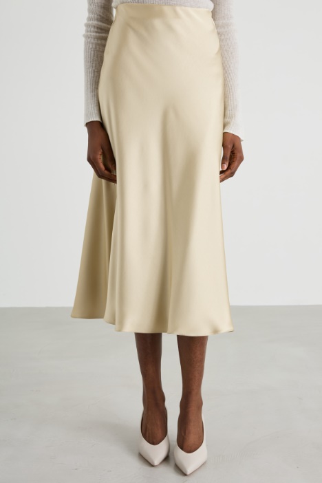 Gonna longuette in raso