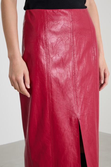 Falda midi de piel sintética