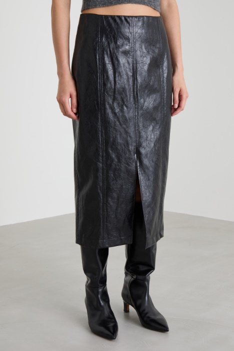 Gonna midi in similpelle