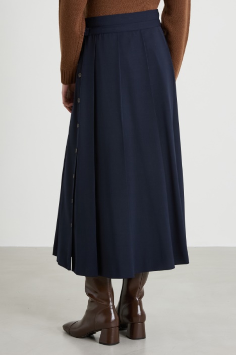 Gonna a pieghe in gabardina