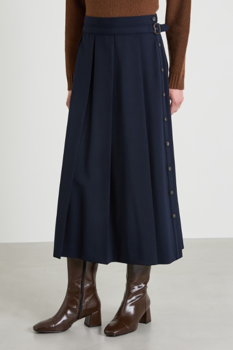 Gonna a pieghe in gabardina