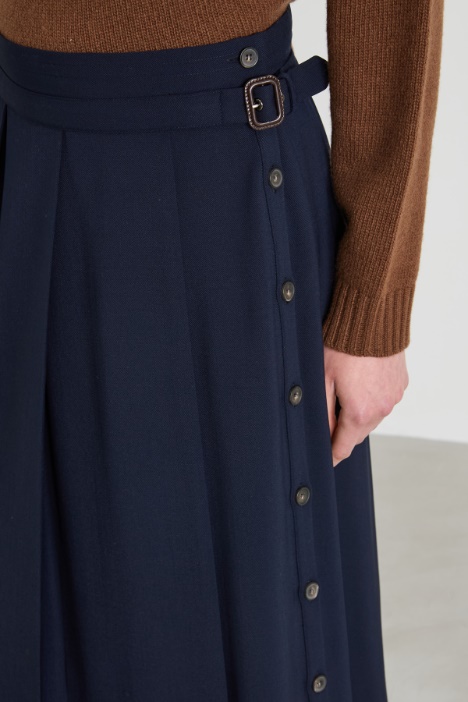 Gonna a pieghe in gabardina