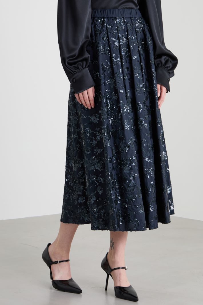 Gonna in cotone con paillettes