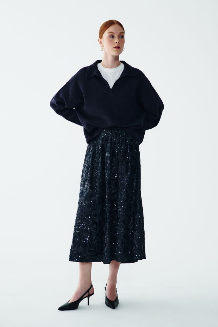 Gonna in cotone con paillettes Intrend - 5