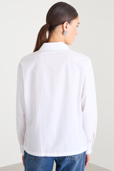 Camicetta Donna Con Strass E Spalla Fredda - Scollo Barca, Maniche Corte, Top Da Festa