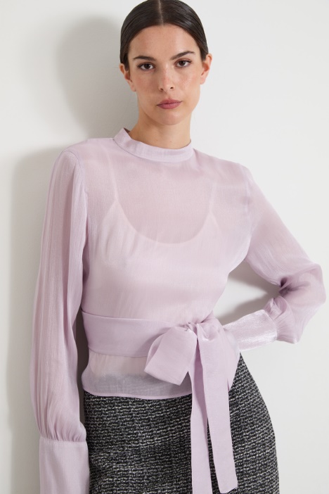 Blusa in crépon lamé