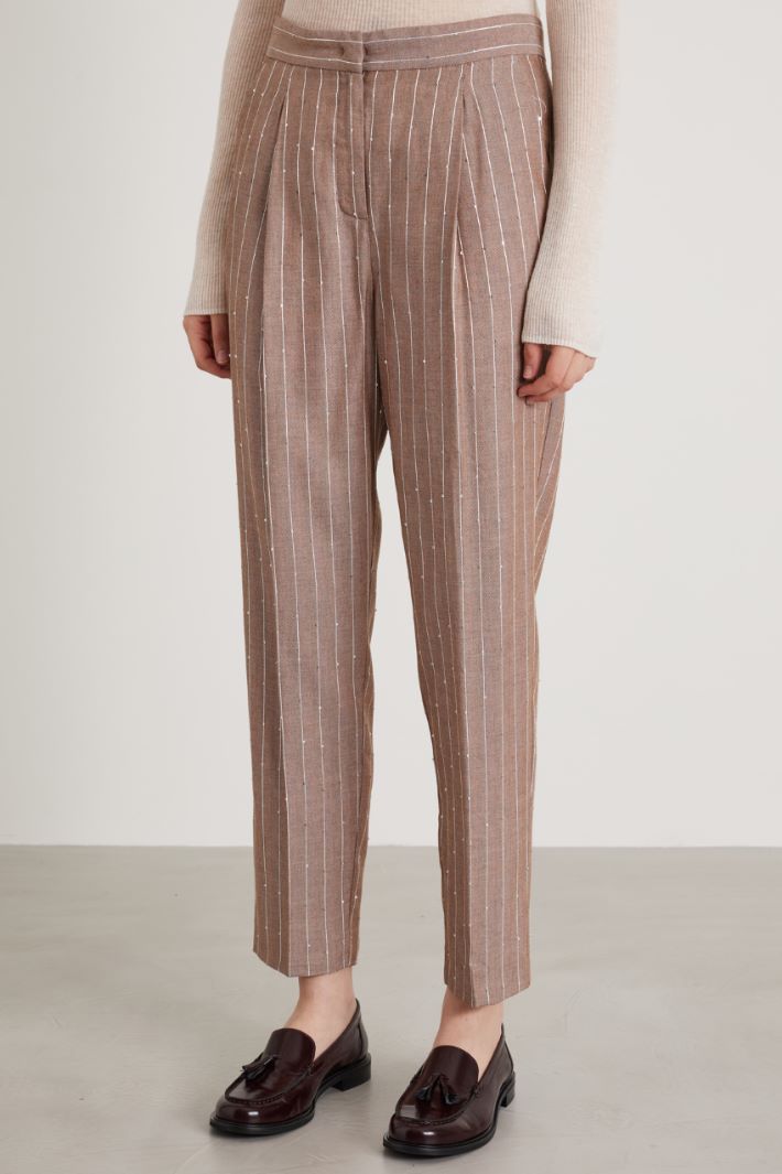 Sequin-adorned pinstripe trousers Intrend - 2