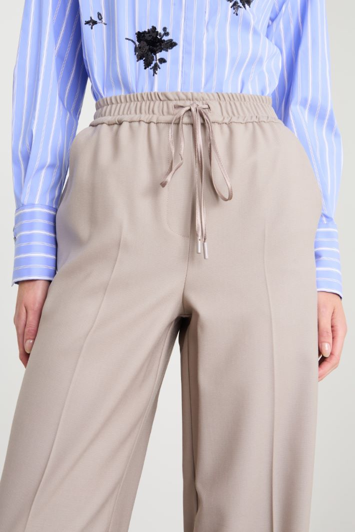 Wool trousers with drawstring Intrend - 4