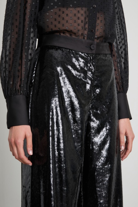 Pantaloni effetto laminato