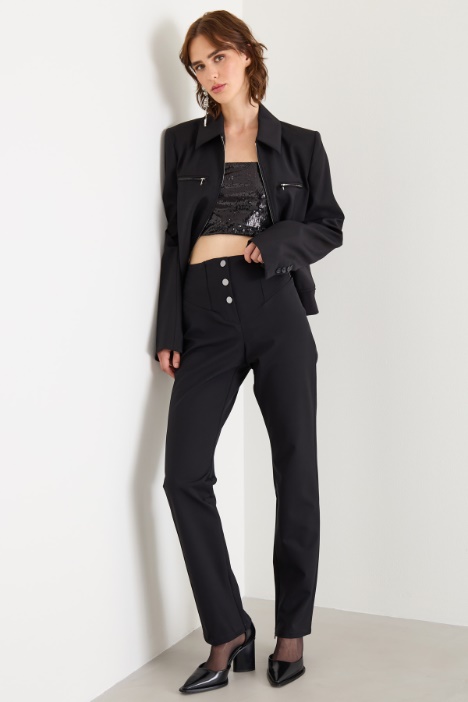 Slim techno fabric trousers Intrend