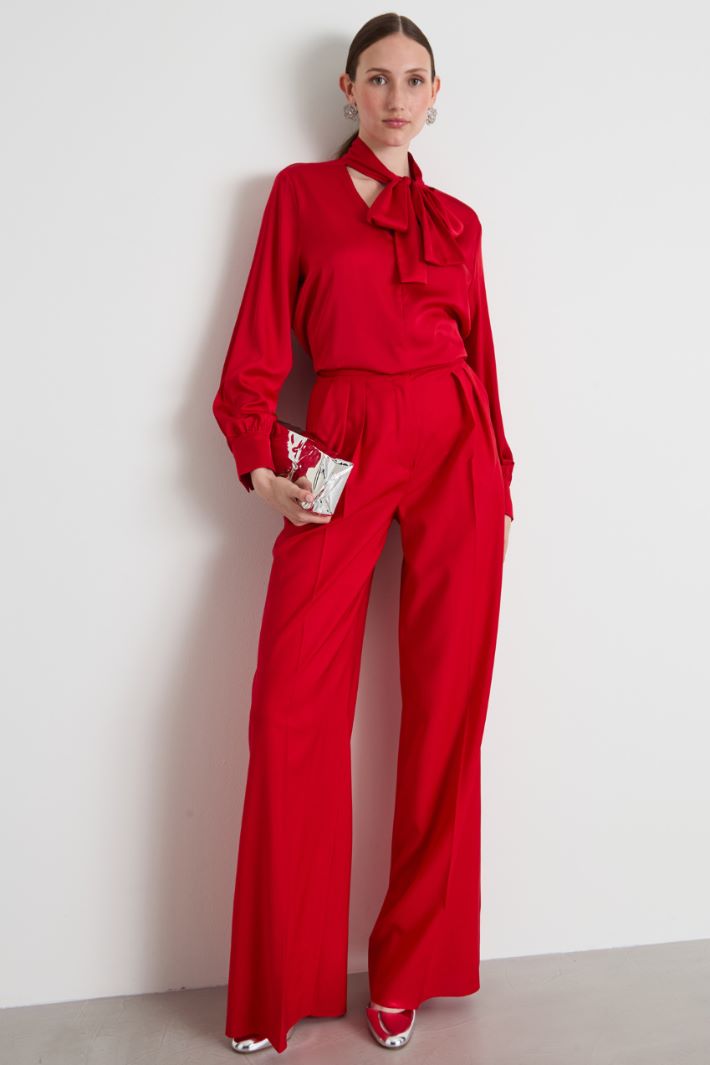 Pantaloni ampi in lana Intrend