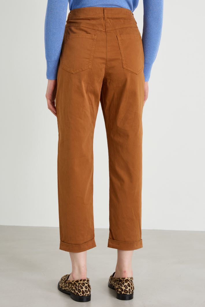 Straight cotton satin trousers Intrend - 3