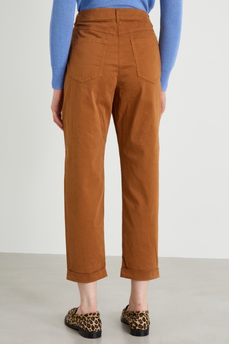Pantaloni dritti in raso di cotone