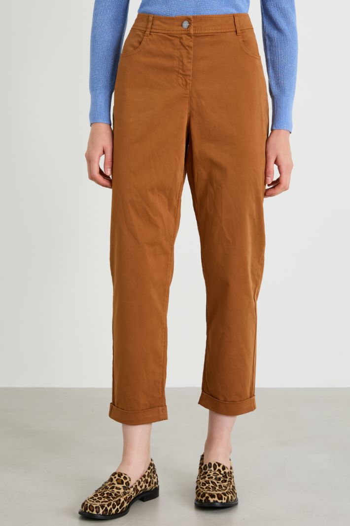 Straight cotton satin trousers Intrend - 2