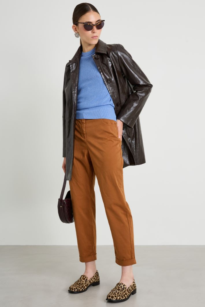 Straight cotton satin trousers Intrend