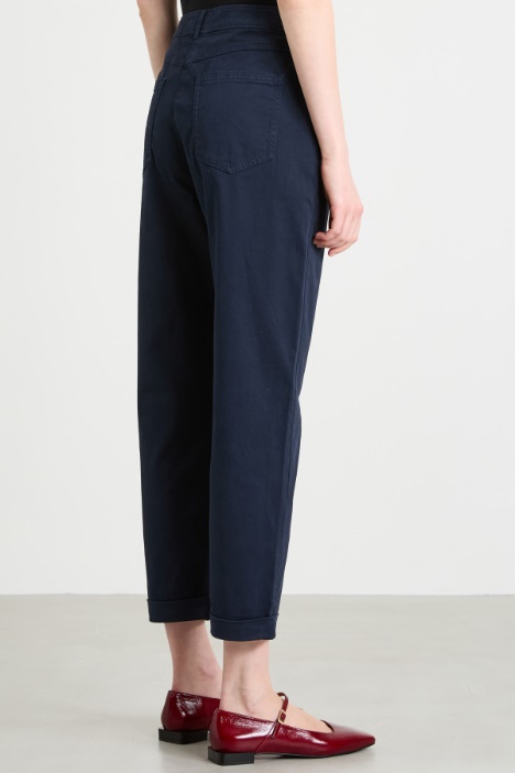 Pantaloni dritti in raso di cotone