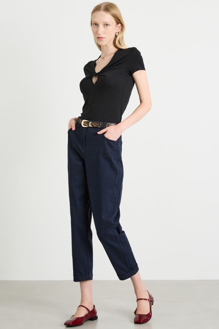 Straight cotton satin trousers Intrend
