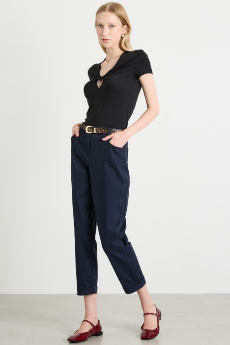 Straight cotton satin trousers Intrend