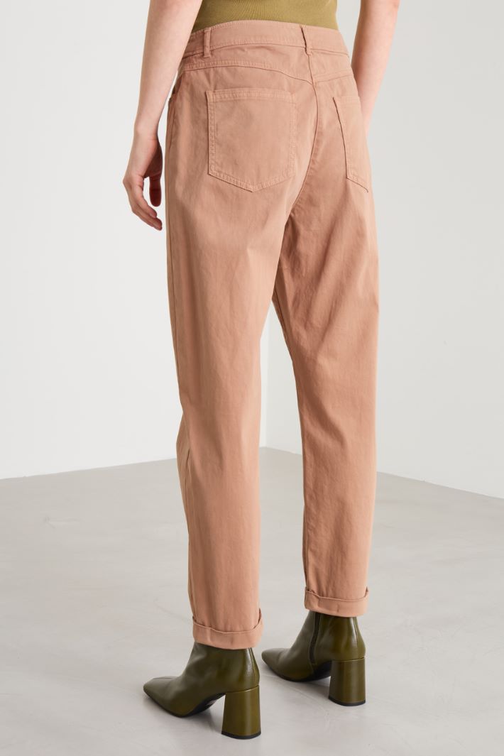 Straight cotton satin trousers Intrend - 4