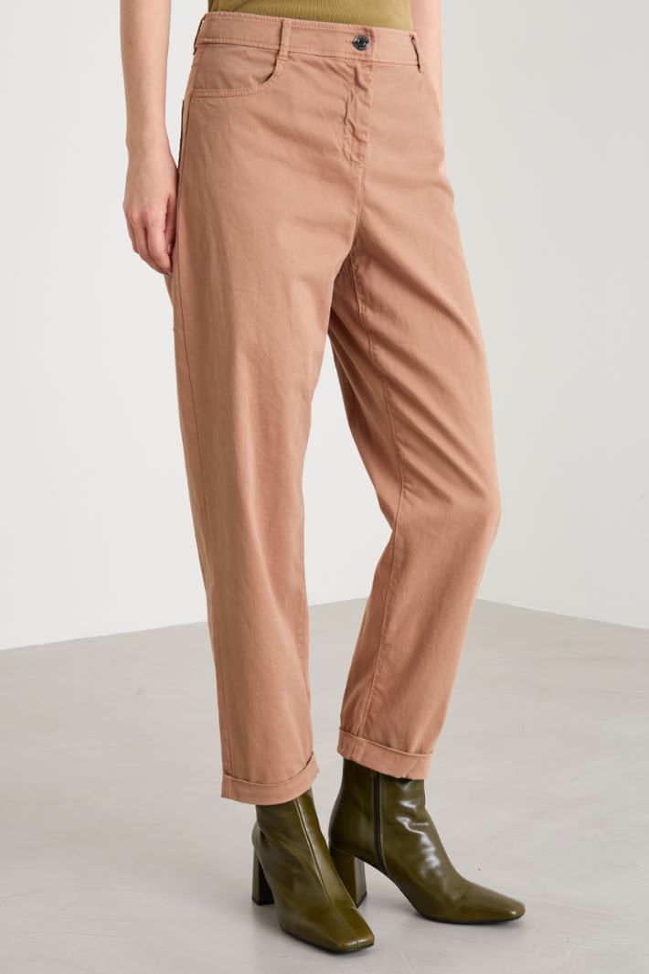 Straight cotton satin trousers Intrend - 2