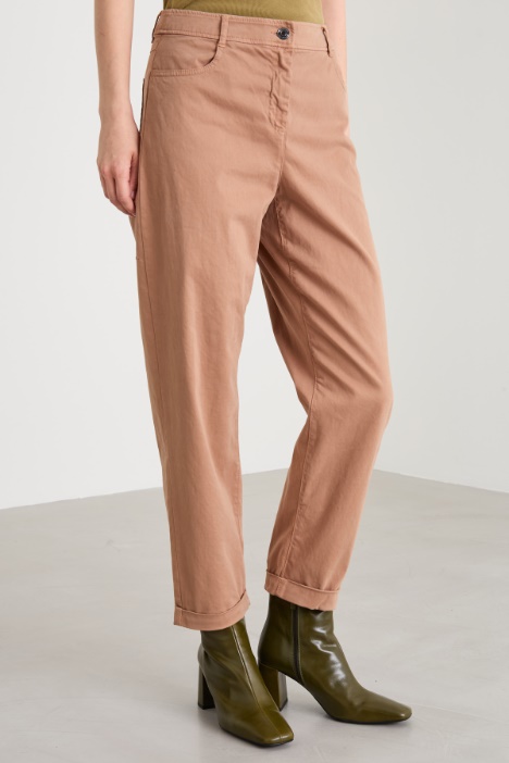 Pantaloni dritti in raso di cotone