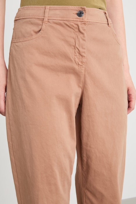 Pantaloni dritti in raso di cotone