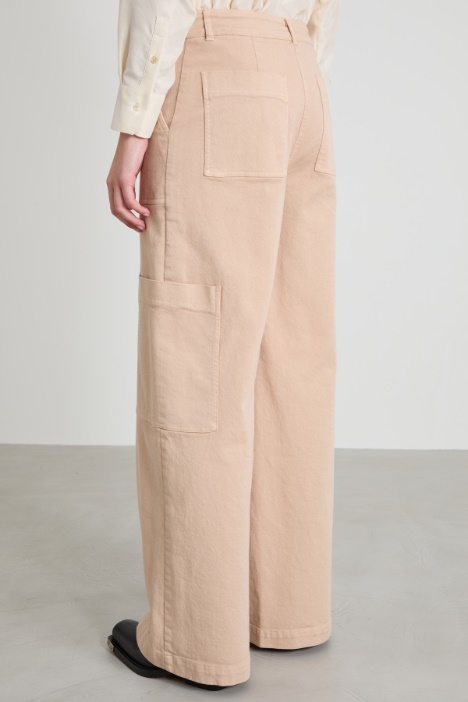 Pantaloni cargo in bull di cotone