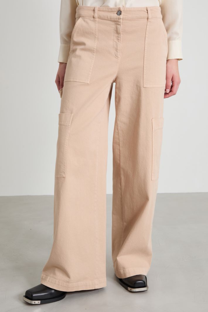 Pantaloni cargo in bull di cotone Intrend - 4