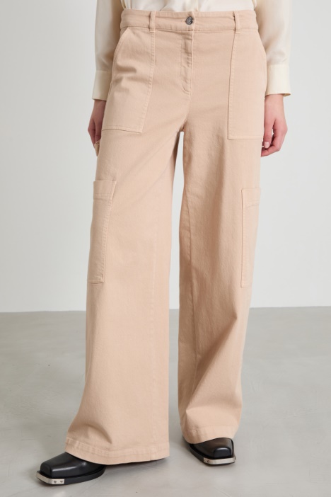 Pantaloni cargo in bull di cotone