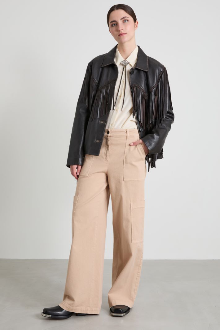 Pantaloni cargo in bull di cotone Intrend