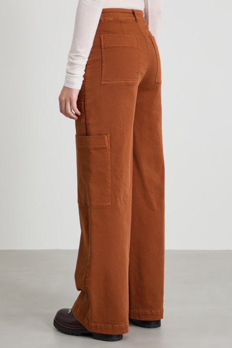 Pantaloni cargo in bull di cotone