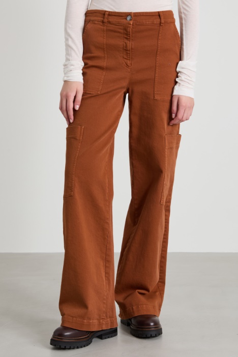 Pantaloni cargo in bull di cotone