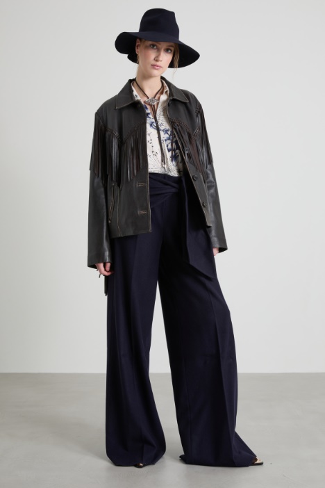 Wide-leg wool felt trousers Intrend
