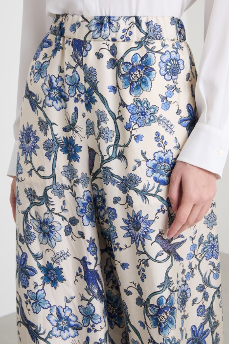 Pantalone ampio in twill di seta