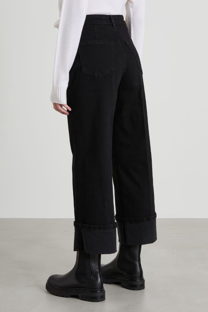 Black Premium By EMP Pantalone Donna Nero Con Risvolto - Taglia W32L32, Bootcut